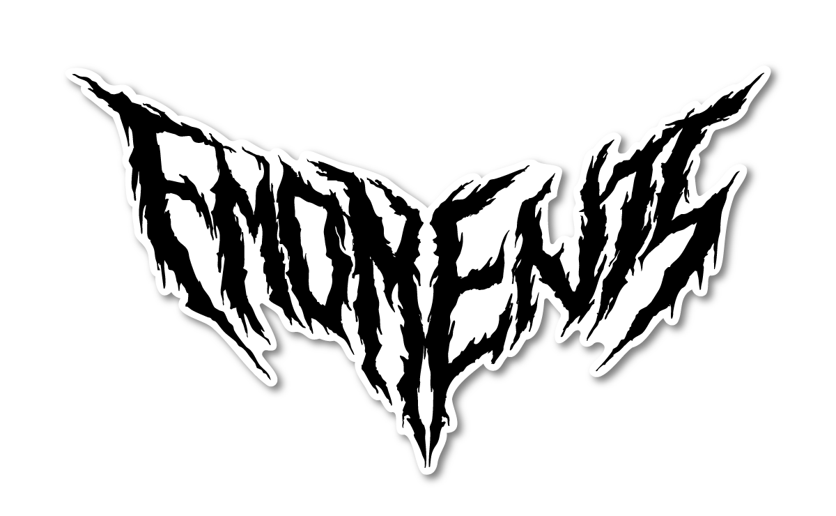 バンド名「Emoments」のロゴ。透明ステッカー。
